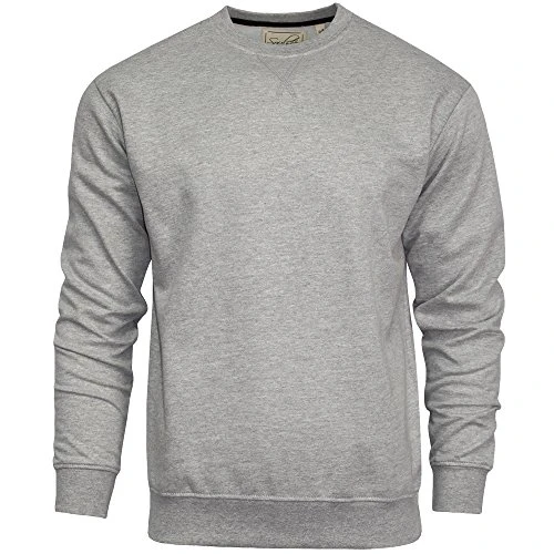 Mens Sweatshirt Designer Crew Neck Pull Over Casual Plain Jumper (XL, Grey)