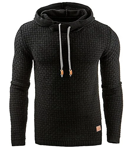 Men's Sweatshirt Long Sleeve Hoodie Warm Casual Sports Hooded Top Coat Pullover Black EU XXL