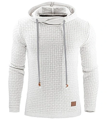 Men's Sweatshirt Long Sleeve Hoodie Warm Casual Sports Hooded Top Coat Pullover White EU M