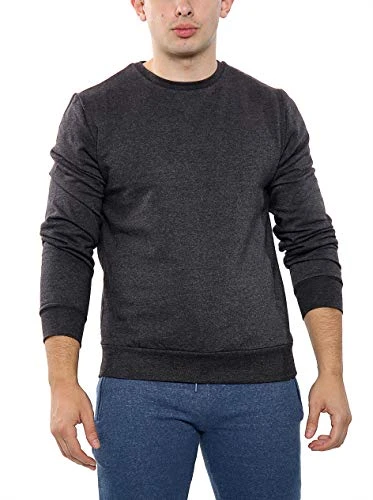 Men's Sweatshirt Long Sleeves Classic Pullover Sweater Crewneck T Shirt Casual Jumper Top Dark Charc