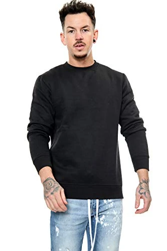 Men's Sweatshirt Round Neck Long Sleeves Sweater Causal Pullover Sweaters Black