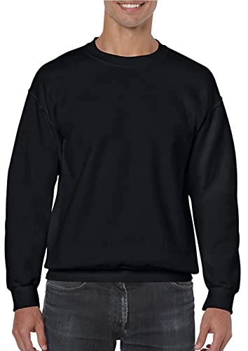 Mens Sweatshirts Plain Workwear Casual Crew Neck Jumper Fleece Sweater Sports Leisure Black L