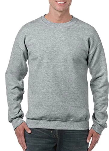 Mens Sweatshirts Plain Workwear Casual Crew Neck Jumper Fleece Sweater Sports Leisure Size Small Sil