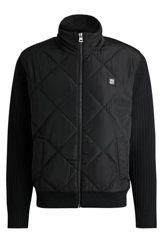 Mens Sybon Mixed-Material Jacket with Quilted Front Panel