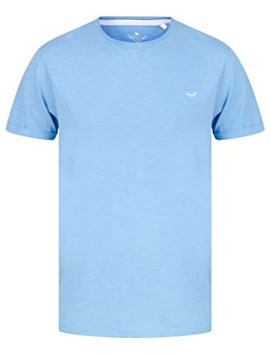 Men's T-Shirt | Cotton Tee | Plain Short Sleeve Top (L, Rolled Cuffs Sky Blue)