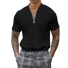 Mens T Shirt Male Solid Summer Casual V Neck Short Sleeve T Shirt Blouse Tops T Shirt Big Long Sleeve Shirts (1-Black, XL) Plus Size Men's Cotton Polo Shirt Hawaiian Shirts for Men Short Sleeve Tops