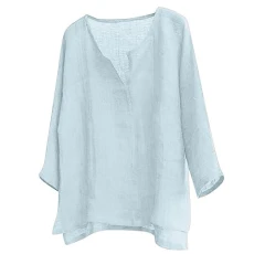 Mens T Shirt Men Brief Breathable Top Shirt Comfy Solid Color Long Sleeve Fashion Loose Casual V Neck T Shirt Blouse Mens Long Sleeve Shirts for Layering (5-Light Blue, 5XL) Mens Polo Hawaiian Shirt