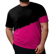 Mens T Shirt Men Fashion Spring Summer Casual Large Size Short Sleeve O Neck Printed T Shirts Top Blouse Soft Sleeve (2-Hot Pink, 4XL) Polo Shirts for Men UK Hawaiian Shirts for Men Short Sleeve Tops