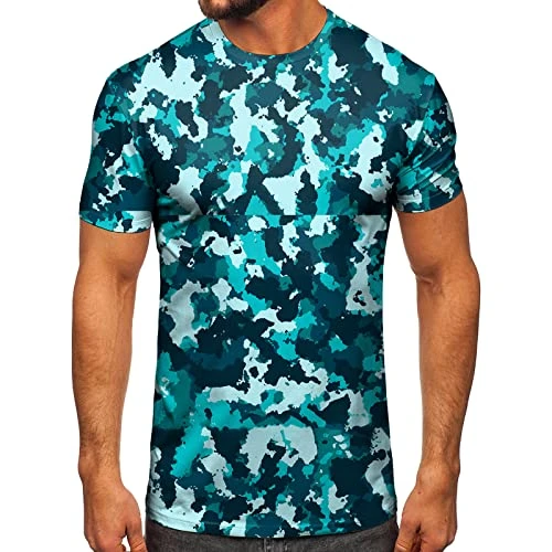 Mens T Shirt Men Fashion Spring Summer Casual Short Sleeve O Neck Camouflage Printed T Shirts Top Bl