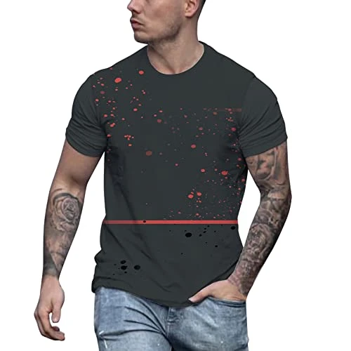 Mens T Shirt Men Summer Outdoor Printed Short Sleeve T Shirt Crew Neck Casual Top Lady Tee (2-Watermelon Red, 5XL) Polo Shirts for Men Adult Long Sleeve Hawaiian Shirts for Men Short Sleeve Tops