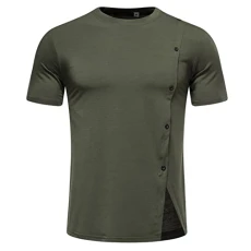 Mens T Shirt Mens Fashion Deep V Neck Short Sleeved T Shirt Cotton Elastic Bottoming Shirt Small Stand Up Collar in Summer Plain Tee Shirts (8-Green, XL) Mens Polo Mens Hawaiian Shirts Short Sleeve