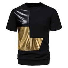 Mens T Shirt Mens Fashion Deep V Neck Short Sleeved T Shirt Cotton Elastic Bottoming Shirt Small Stand Up Collar in Summer Plain Tee Shirts (6-Black, XXL) Mens Polo Mens Hawaiian Shirts Short Sleeve