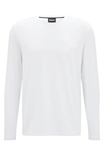 Mens T-Shirt Regular Fit Long Sleeves Crew Neck White L