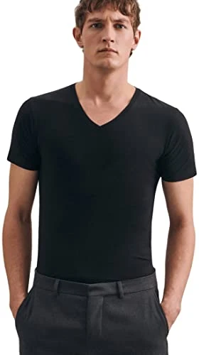 Men's T-Shirt - Regular fit - Plain - V-Neck - Short Sleeve - Stretch