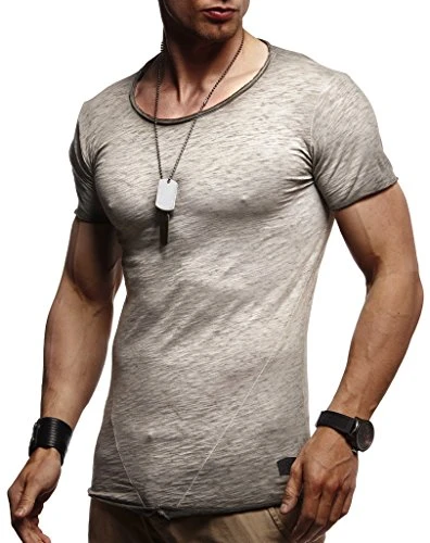 Men's T-Shirt Round Neck Collar LN-6281 Washed XX-Large