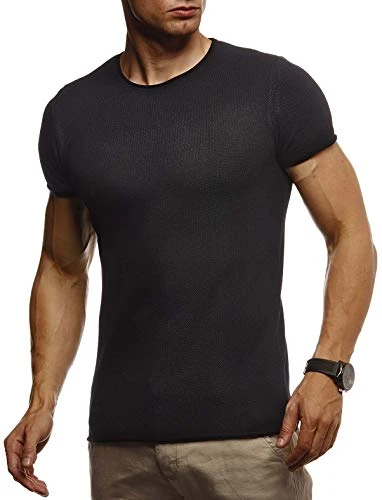 Men's T-Shirt Round Neck Collar LN-7320 Black XX-Large