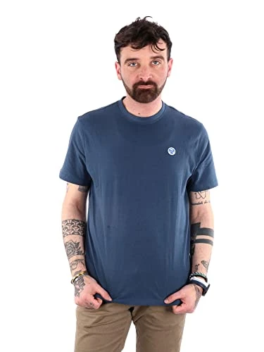 Men's T-Shirt with Felt Patch, blue, XXL