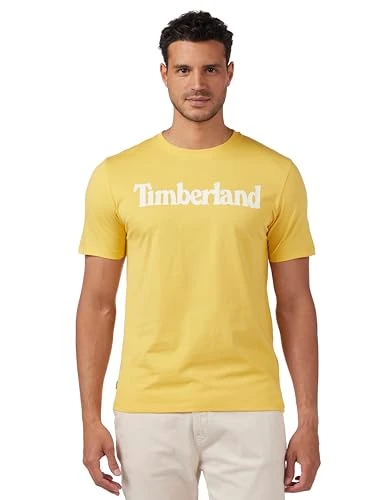 Men's T-Shirt with Linear Logo, yellow, S