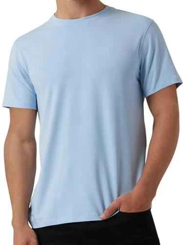 Mens T-Shirts - Luxury Men's T-Shirts | Classic Fitted Short Sleeve Crew Neck T-Shirts for Men | Plain Tshirts for Men, Cerulean Blue, Medium