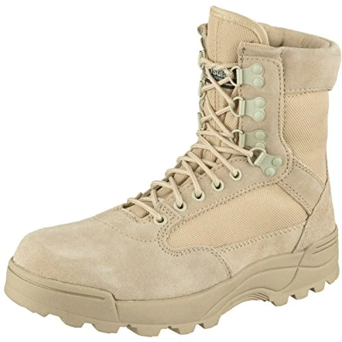 Men's Tactical Boots Zipper Uniform Dress Shoe, Beige, 10 UK