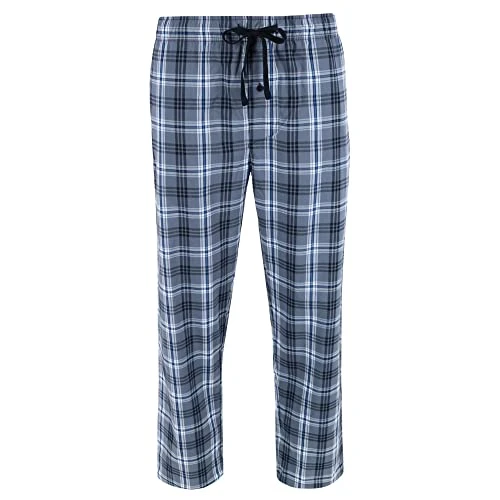 Men's Tag Free Comfort Flex Plaid Pyjama Lounge Pant, Small, Black