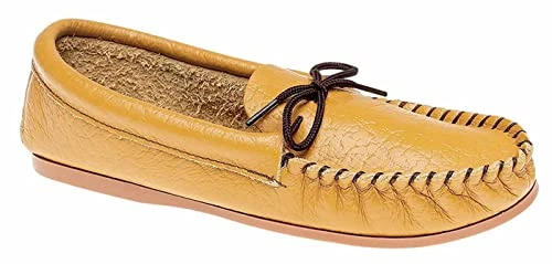 Mens Tan Brown Soft Leather Moccasin Slippers Hard Sole Sizes 6 to 13 (9)