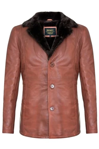 Men's Tan Leather Classic Soft Real Italian Leather Blazer Jacket Coat