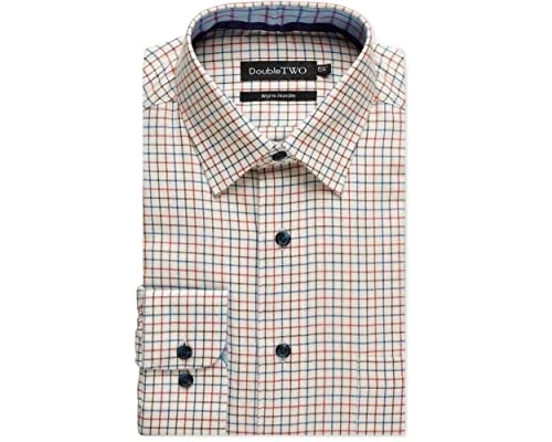 Men's Tattersall Check Classic Shirts Outdoor Country Style Long Sleeve Shirt - Colour Rust, Neck 18