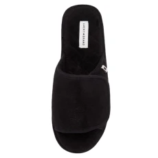 Mens Terry Open Toe Slippers with Memory Foam, Black, L Mens Terry Open Toe Slippers with Memory Foam, Black, L