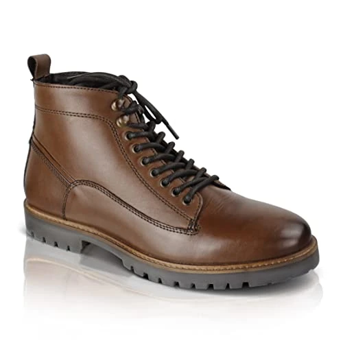 Men's Thames Fashionable Leather Casual Ankle Lace up Boot, Brown, 12