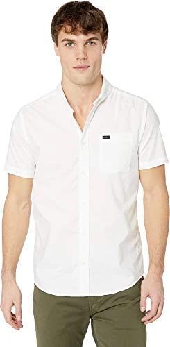 Men's Thatll DO Stretch Short Sleeve Woven Button UP Shirt, White, XL