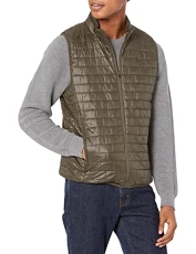Men's The Reid Lightweight Box Quilted Puffer Vest Down Alternative Coat, Olive, XL Men's The Reid Lightweight Box Quilted Puffer Vest Down Alternative Coat, Olive, XL