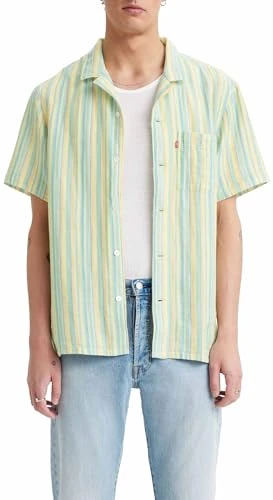 Men's The Sunset Camp Shirt, Hamish Stripe Wasabi, XS