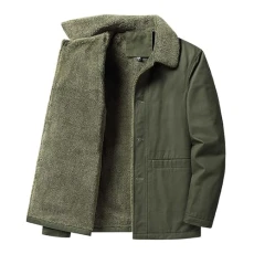 Mens Thick Coats Padded Winter Button Down Fleece Jackets Men Thicken Long Sleeve Windproof Sweatshirts Warm Tops Padded Fleece Jacket with Pockets Outerwear(A1-AG,L)