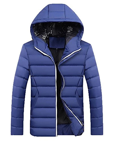 Mens Thick Warm Quilted Puffer Jacket Coat Jacket Slim Outwear Coat Blue S