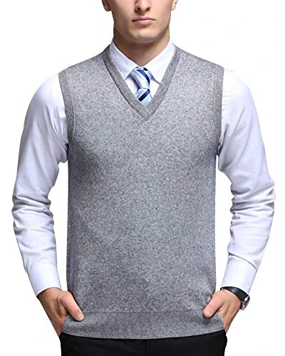 Mens Thicken Knitted Vest Jumper Plain V-Neck Sleeveless Slipover Knitwear Sweater Tank Tops Light G