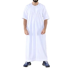 Mens Thobe Jubba Islamic Arab Moroccan Saudi Zipped Kaftan Arab Robe White Mens Thobe Jubba Islamic Arab Moroccan Saudi Zipped Kaftan Arab Robe White