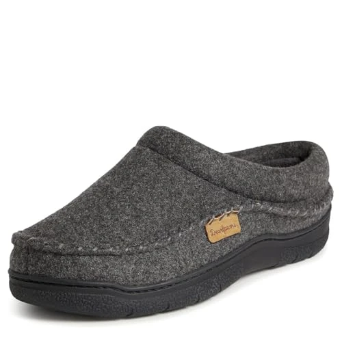 Men's Thompson Memory Foam Clog Slipper, Dark Heather Grey (Wool), Small UK