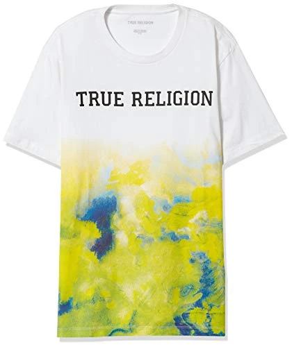 Men's Tie Dye Gradient Short Sleeve Crewneck Tee T-Shirt, White, Medium