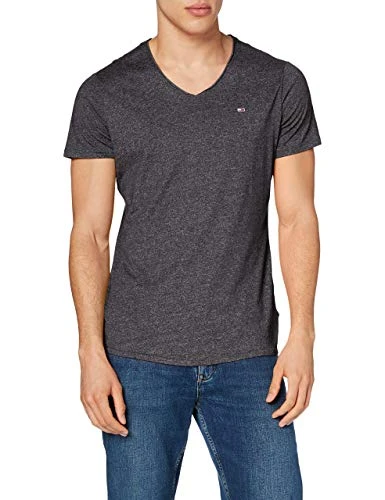 Men's TJM Slim Jaspe V Neck T-Shirt, Black, S