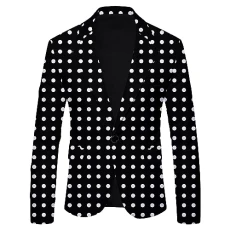 Men's Top Casual Jacket Men's Big Plaid Print British Suit Mens Tracksuit, Black/White, L