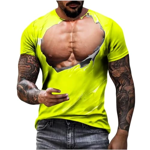 Mens Tops Designer Slim Muscle Fit T-Shirts 3D Printed Tees Shirts Mens Funny T Shirts Crew Neck Sho