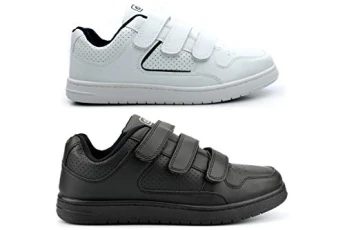Mens Touch Fastening Trainers Mens Touch Fastening Shoes Mens Trainers Mens Shoes Mens Casual Trainers Mens Casual Shoes Black/White 8 UK