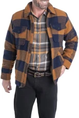 Men's Tough as Buck Outdoorsman Wool Coat, Winter Outerwear Jacket, Insulated Work Clothing, Golden Night Plaid, M