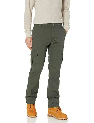 Men's Tough Max Duck Cargo Work Utility Pants, Stonewash Olive Green, 34W 32L UK