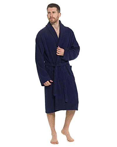 Mens Towelling Bathrobe HT566 Navy Medium