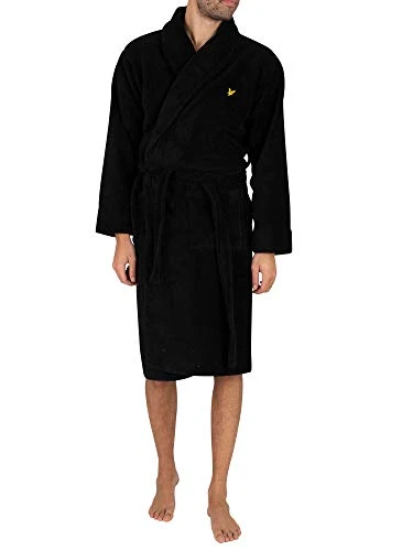 Mens Towelling Dressing Gown Black XL