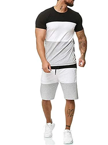 Men's Tracksuit 2 Piece T-Shirt + Shorts Summer Short Sleeves Round Neck Suit Set Casual T-shirt M-3