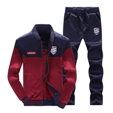 Mens Tracksuits Sets Gym Sports Varsity Jacket & Pants Trousers Jogging Bottoms Red 2XL Mens Tracksuits Sets Gym Sports Varsity Jacket & Pants Trousers Jogging Bottoms Red 2XL