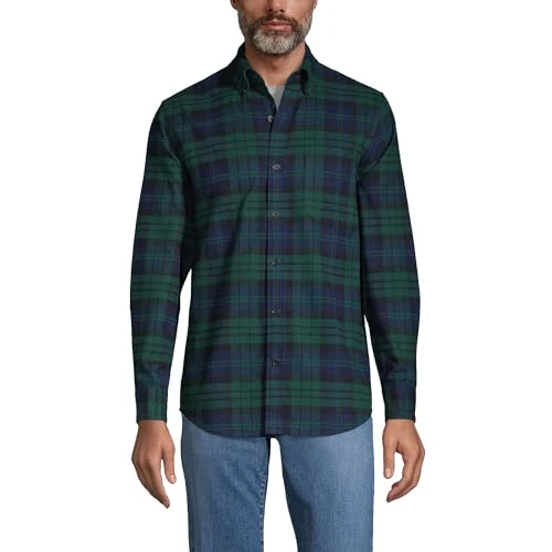 Men's Traditional Fit Flagship Flannel Shirt, Evergreen Blackwatch Plaid, XXL